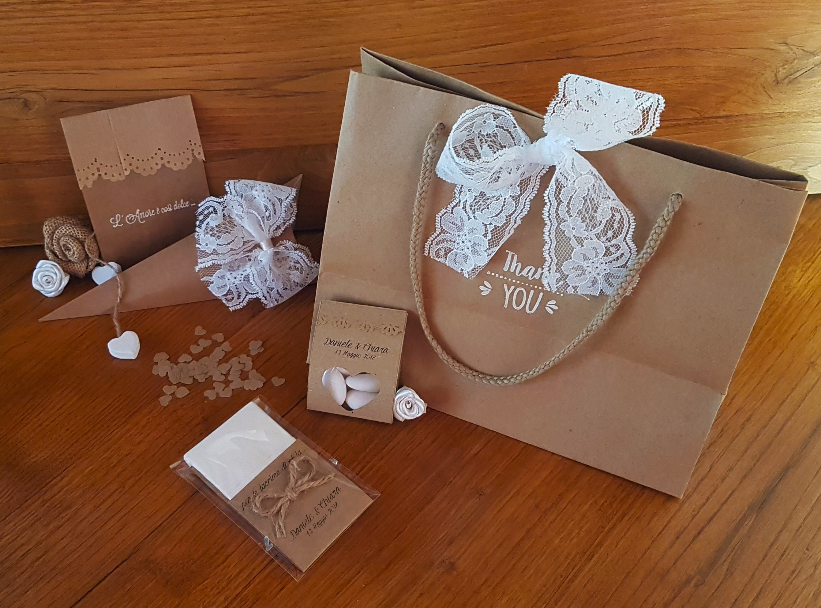 Sweet Chic Wedding Bag in Havana Kraft Paper With Rope Handles and Tag  Various Sizes Customizable 