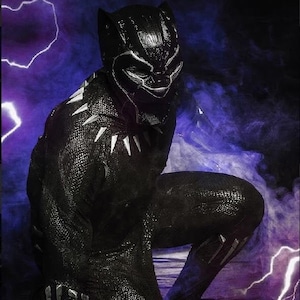 Black Panther Superhero Cosplay Costume Enfants Garçons Combinaison  Déguisement