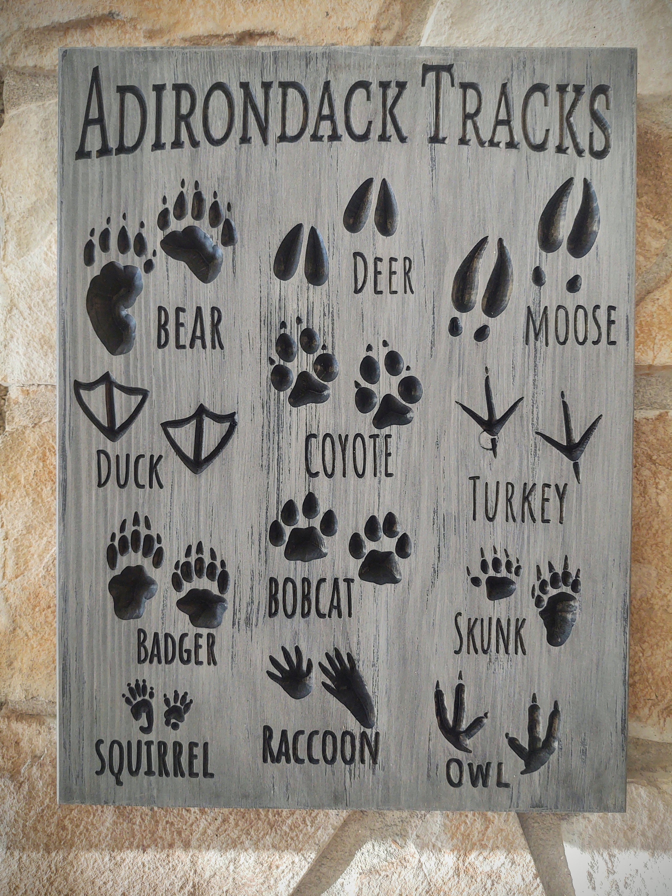 Animal Tracks Print Canvas Sign Woodland Animal Tracks Sign Paw
