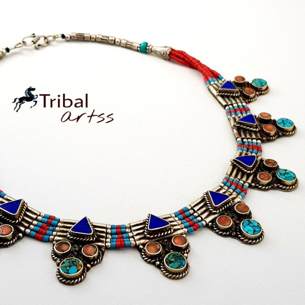 Tibetan necklace,nepal jewelry, gypsy necklace, nepal necklace , Tibetan choker , Tibetan jewelry,nomadic necklace,tribal necklace