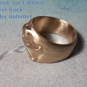 Bague gothique unisexe : tête de mort de pirate en bronze couleur orou blanc ou cuivre sur commande à votre taille, bague de biker image 6