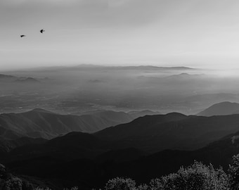 California Mountains Print, Rim of the World, Black and White Landscape, Minimal Art Print, Prints, Mountains, Travel Photography