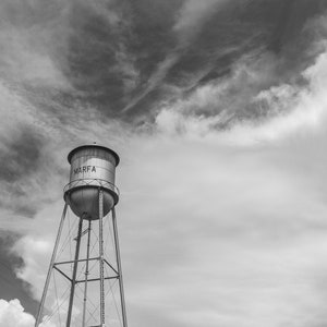 Marfa Tower BW Photography| White Wall Decor | Marfa Texas Photography | Rural Art Print | | Contemporary Photography | Horizonatal Wall Art