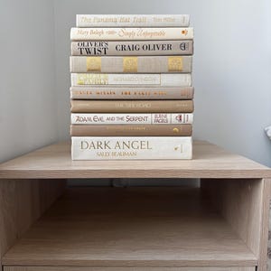 Zeitlos Taupe: Ein neutrales dekoratives Bücher-Set, neutraler Bücherstapel, minimalistisches Regaldekor, Vintage Taupe Büchersammlung