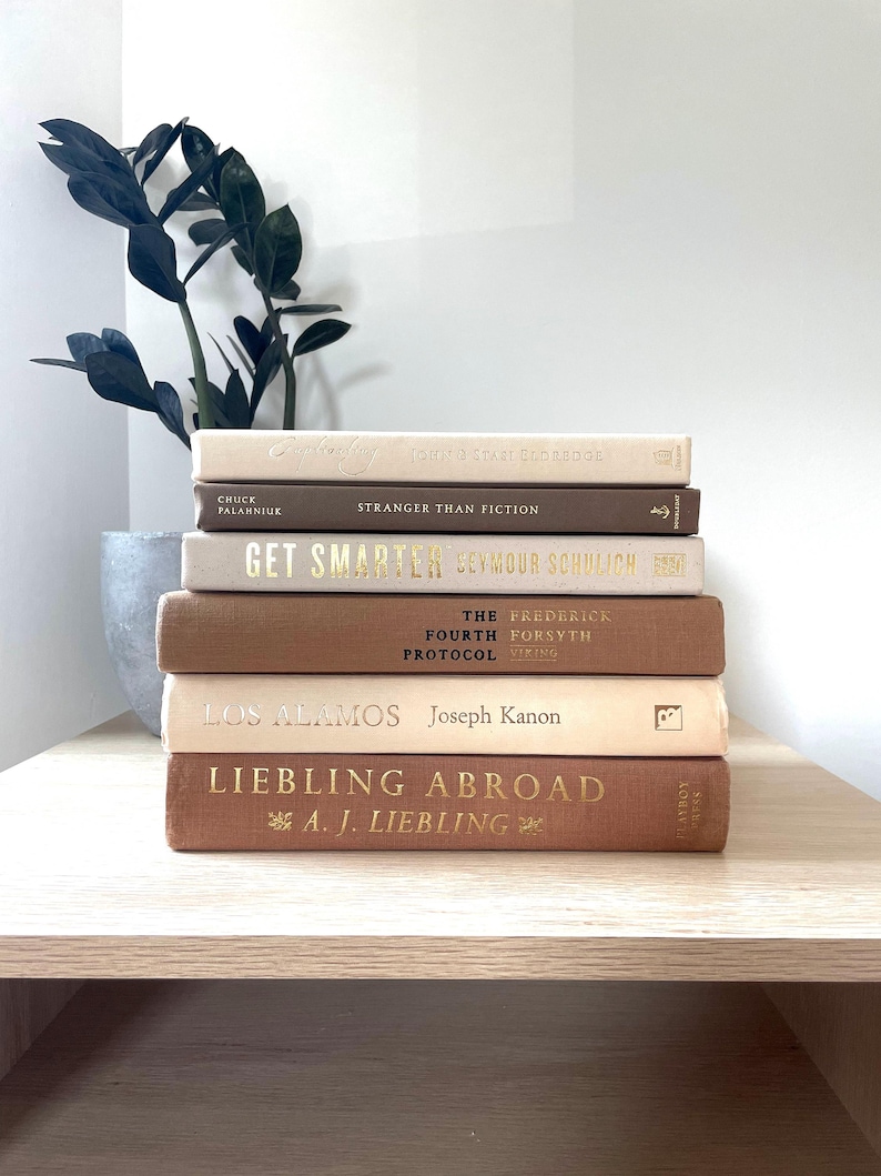 Book Stack Neutral Color Neutral Color Decorative Book Stack, Themed Book Set, Tan & Beige - Etsy
