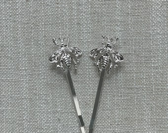 Bumble Bee Silver Bobby Pins