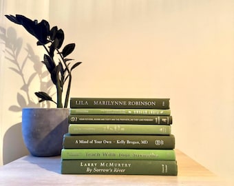 Olive Green Book Stack, Chic Earthy Toned Decorative Books for Home Decor, Green book stack, Decorative books, Shelf decor