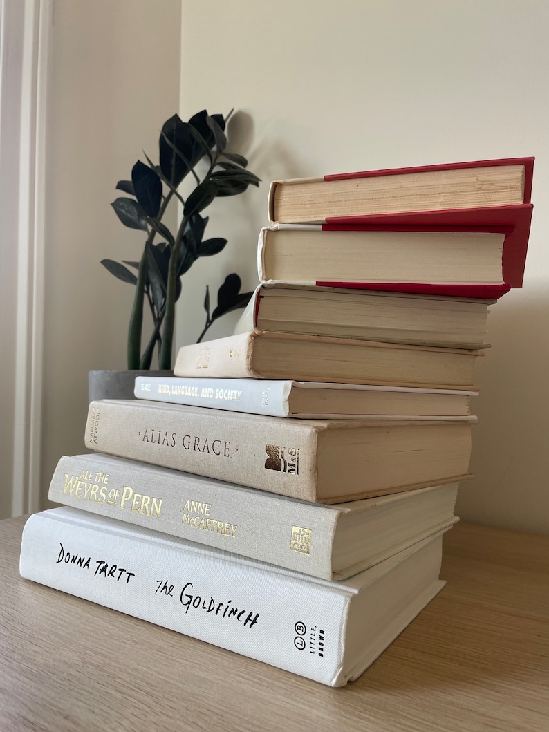 Book Stack Neutral Color Neutral Decorative Book Stack: Boho Home Staging Books - Etsy
