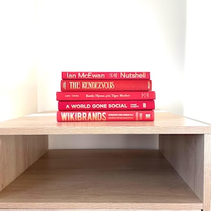 Bright red book stack, decorative book stack, colourful books, book sets, book bundles, home decor,