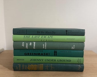 Conjunto de libros verdes vintage: paquete de libros decorativos para decoración del hogar