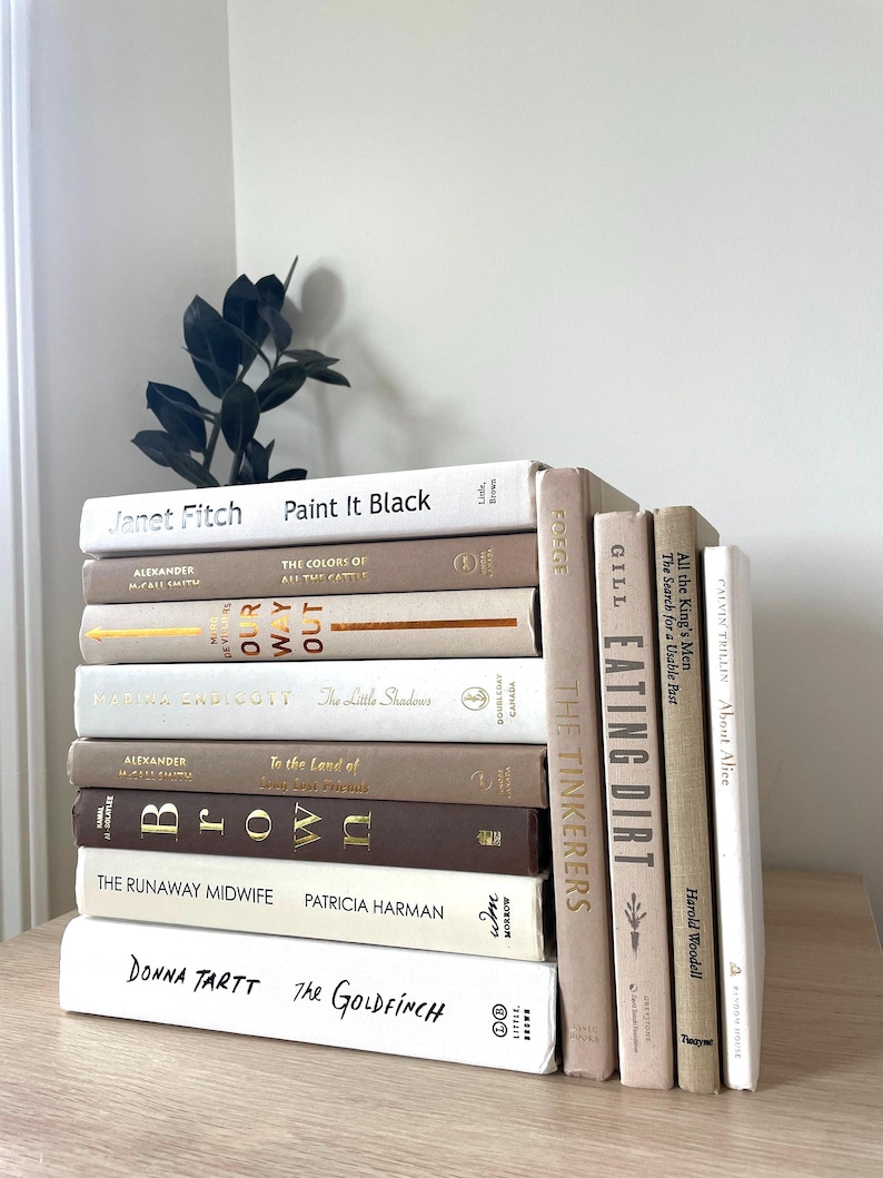 Stack Neutral Large Books Neutral Decorative Book Stack: Boho Home Staging Books - Etsy