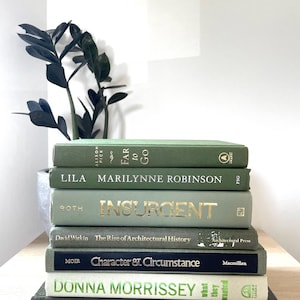 Sage and green books, green book stacks, book bundles, book sets, home decor, books for decor,