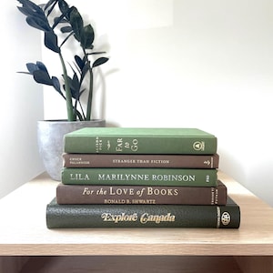 Green and brown books, coffee table books, book sets, book decor, decorative books, books for decor, bookish, vintage styles