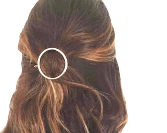 Gold Circle Hair Barrette: Geometric Hair Clip (1.77" Inches)