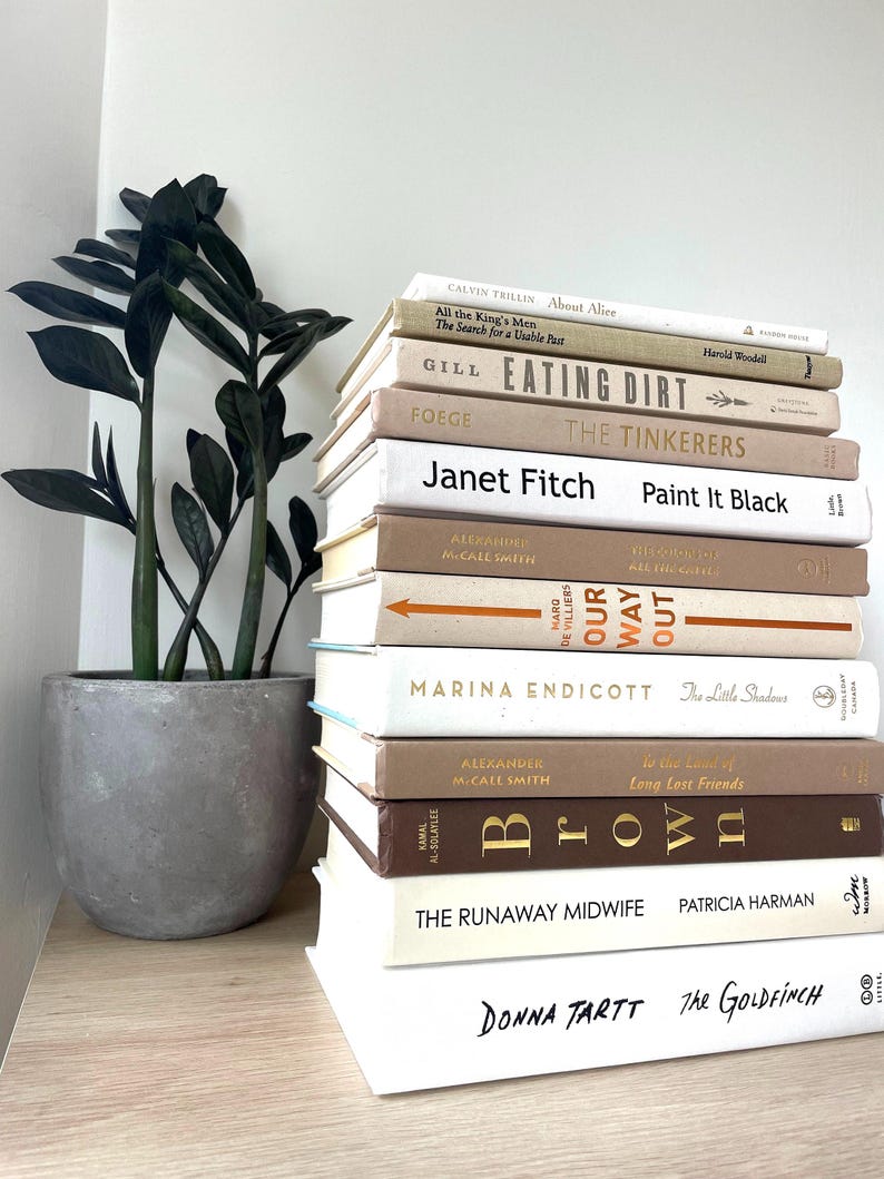 Stack Neutral Large Books Neutral Decorative Book Stack: Boho Home Staging Books - Etsy
