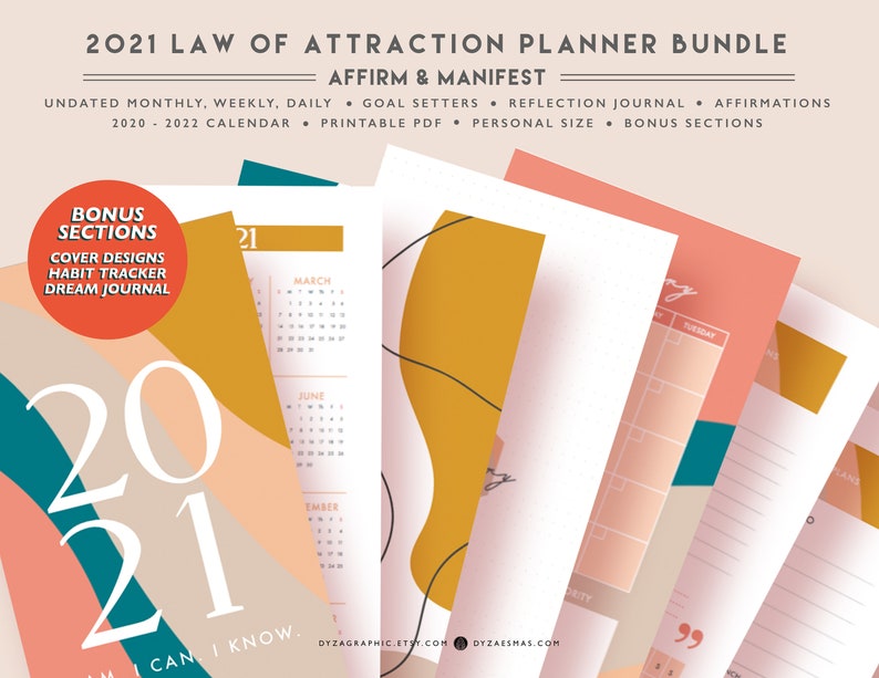 Printable 2021 2022 Law of Attraction planner | Etsy