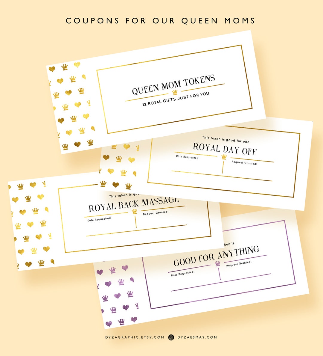 PRINTABLE Coupons Booklet for Queen Mom, Grandma, Stepmom, Birthday ...