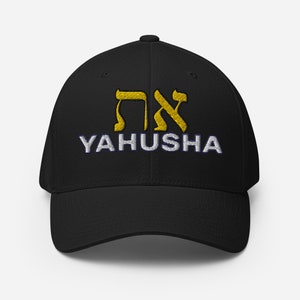 Embroidered Flexfit Structured Twill Cap YAHUSHA Hebrew Aleph Tav