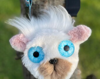 Handgemaakte Mooncalf-schoudertas | Wit en bruin nepbont | Fanart-tas van Fantastic Beast