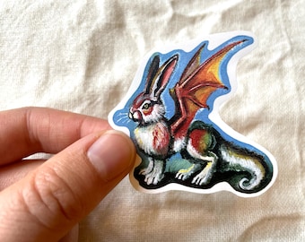 Pegatina de conejito dragón / Criatura fantástica / Alta calidad / Pegatina de diario