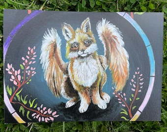 Zorro con alas – Lámina artística de criatura mítica