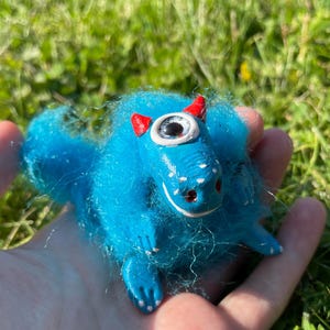 Small blue monster | art doll | tiny fantasy creature | ideal pet | posable
