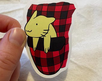Pegatina de gato en el bolsillo / fan art de anime / Alta calidad