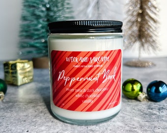 Peppermint Bark Candle / Peppermint Chocolate Candle / Peppermint Candle / Mint Chocolate Candle / Holiday Scented Candle