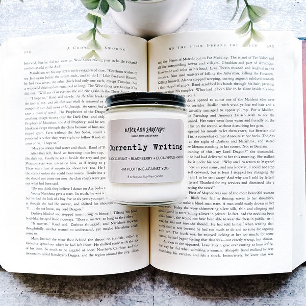 Currently Writing Candle / Author Gift / Writing Candle / Literary Gift /  Bookish Candles