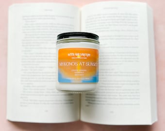 Mykonos At Sunset Candle / Book Inspired Candle / Literary Candle / Literary Decor / Bookish Candles