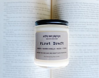 First Draft Candle / Bookish Candles / Author Gift / Bookish Gifts / Reader Gifts / Literary Candle
