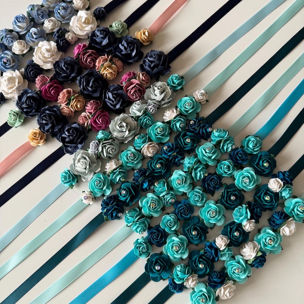 BLUES Ballerina Hair Flower Bun Wrap Wedding Bridesmaid Dancer Gift