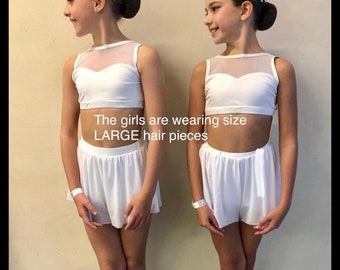 Custom Dance Costume White Lyrical Leotard Double Layered Chiffon Skirt 