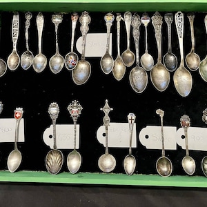 Vintage Souvenir Spoon Mixed Lot Of 51 Includes Silver Pieces