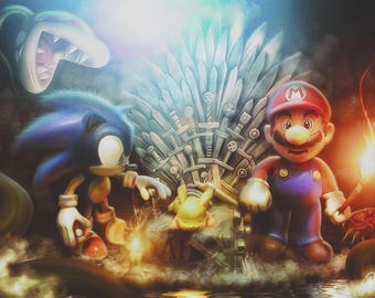 Mario's Adventure on A3 (297x420mm) 350 gsm silk paper.
