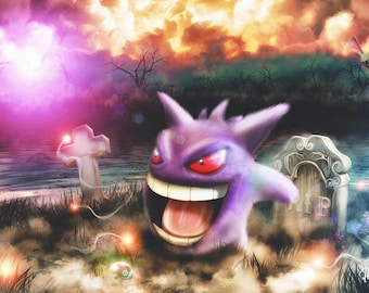 Night Of The Gengar on A3 (297x420mm) 350 gsm silk paper.