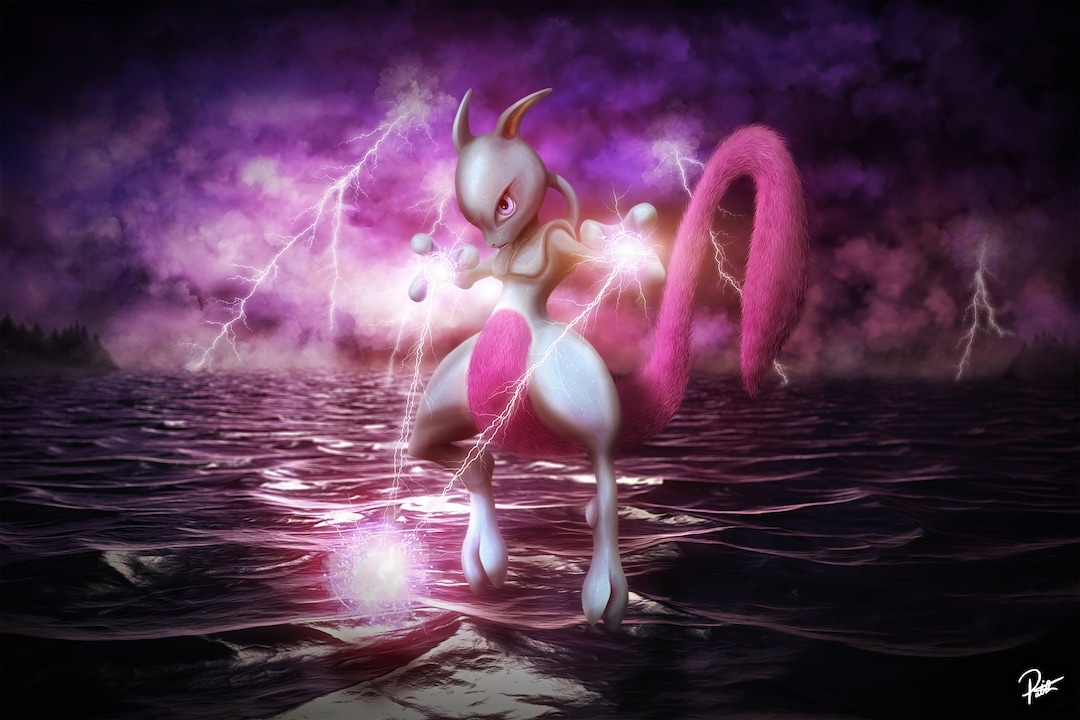 Le retour de Mewtwo sur papier de soie de haute qualité 350 g/m²