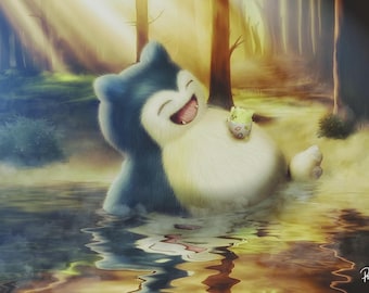 Togepi and Snorlax on A3 (297x420mm) 350 gsm silk paper.