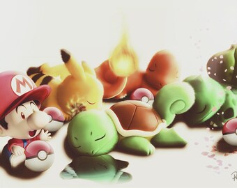 Nintendo Nursery on A3 (297x420mm) 350 gsm silk paper.