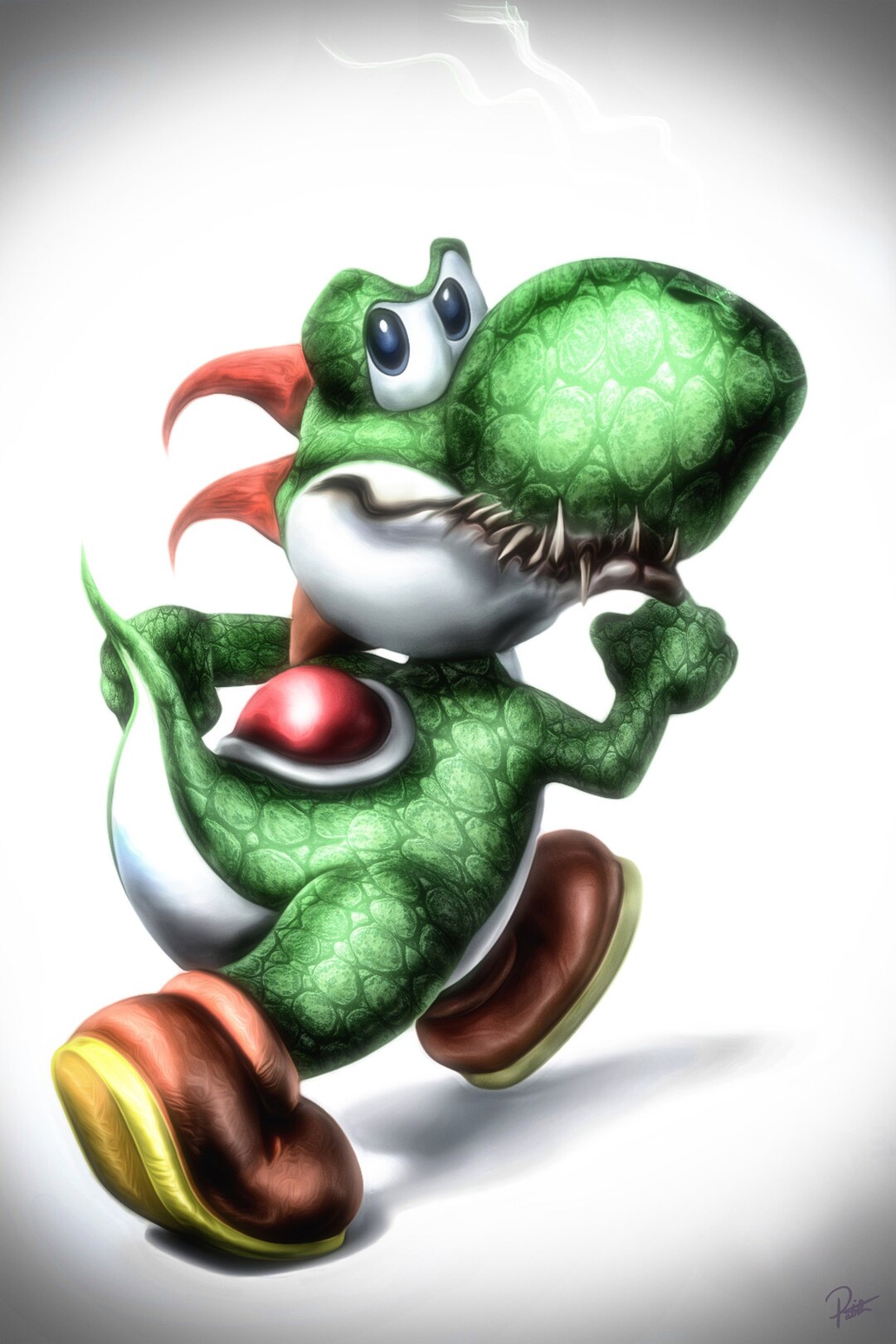 Yoshi Monster on High Quality 350 Gsm Silk Paper. Perfect for