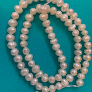 Freshwater Cultured Natural Grade B White Potato Pearls 5-6mm Size - One 16&#39; Strand