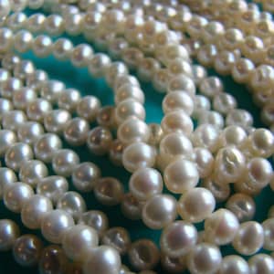 Freshwater Cultured Natural Grade A White Potato Pearls 5mm - 6mmize - One 16&#39; Strand