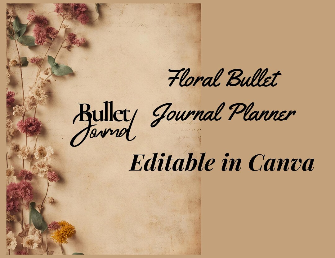 Floral Bullet Journal | Monthly Weekly Daily Pages | Printable Planner ...