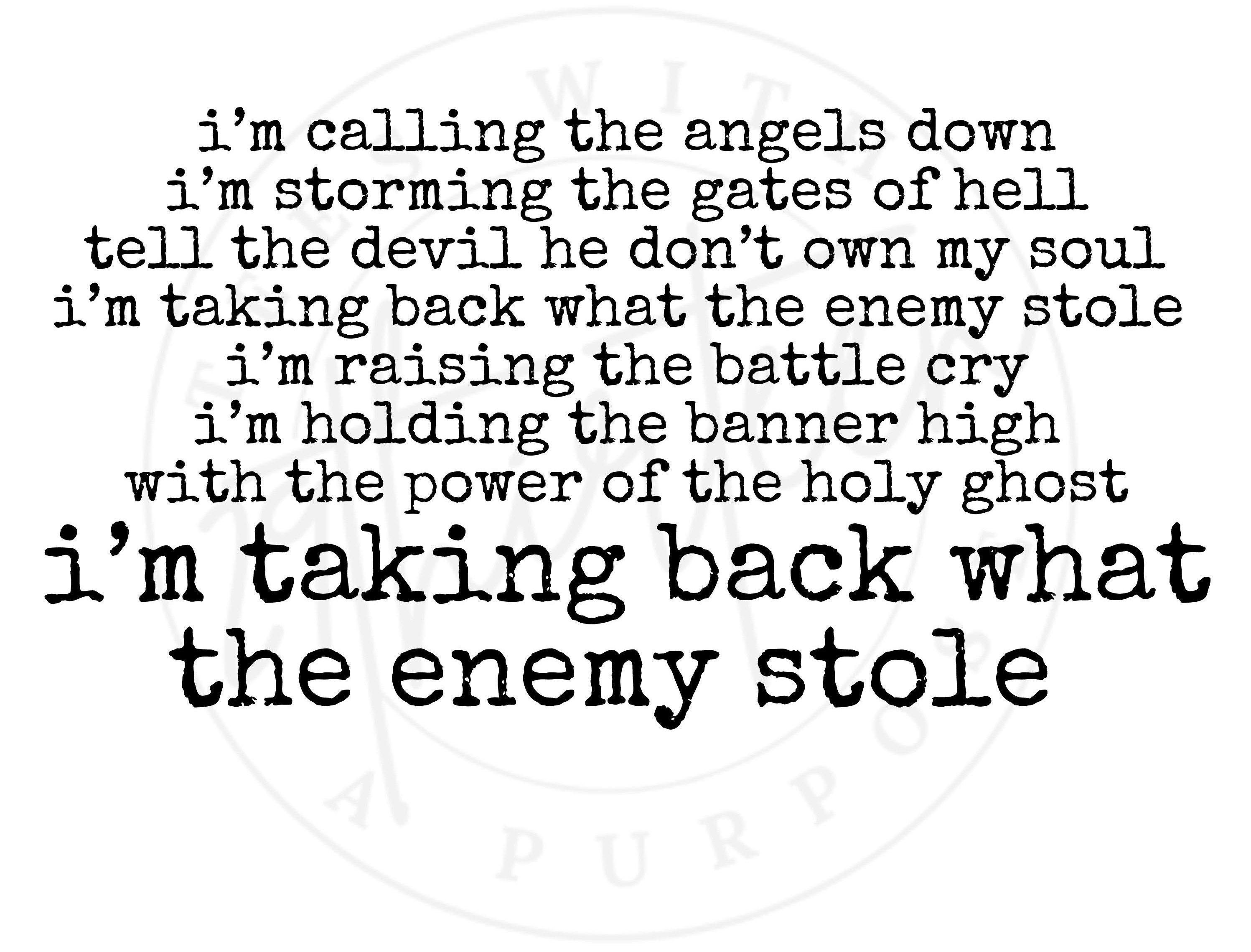 Take back what the enemy stole png faith png jesus png song lyric