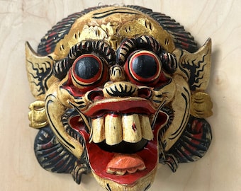 Antique Hand Carved Wooden Indonesian Balinese Barong Monkey Mask
