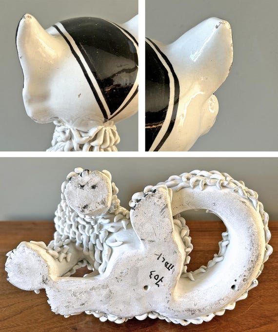 Vintage Mid-century Italian Gatto Ceramic Spaghetti Macaroni Cat