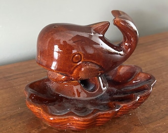 Vintage Earthenware Brown Whale Ashtray - Etsy
