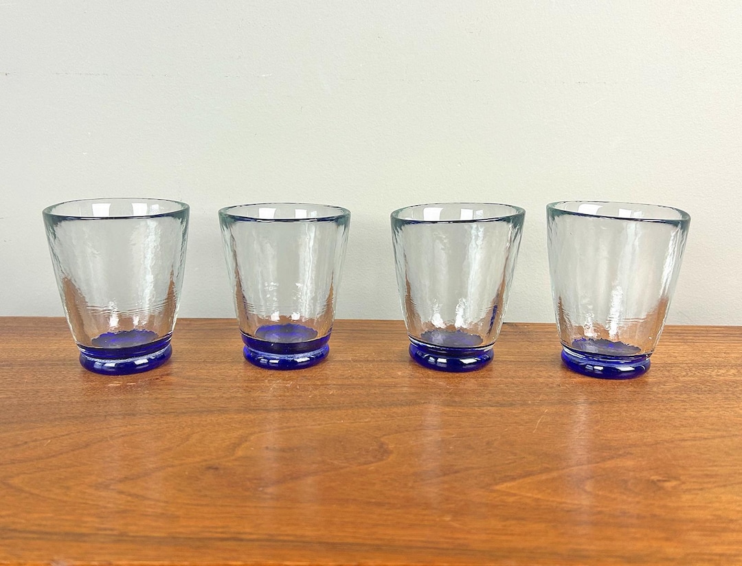 sasaki crystal デキャンタ Vintage Sasaki Crystal Bedrock Clear Cobalt Blue Base Lowball