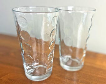 Vintage Libbey Coin Dot Thumbprint Urban Dot Glasses Tumblers 16 oz - Set of 2