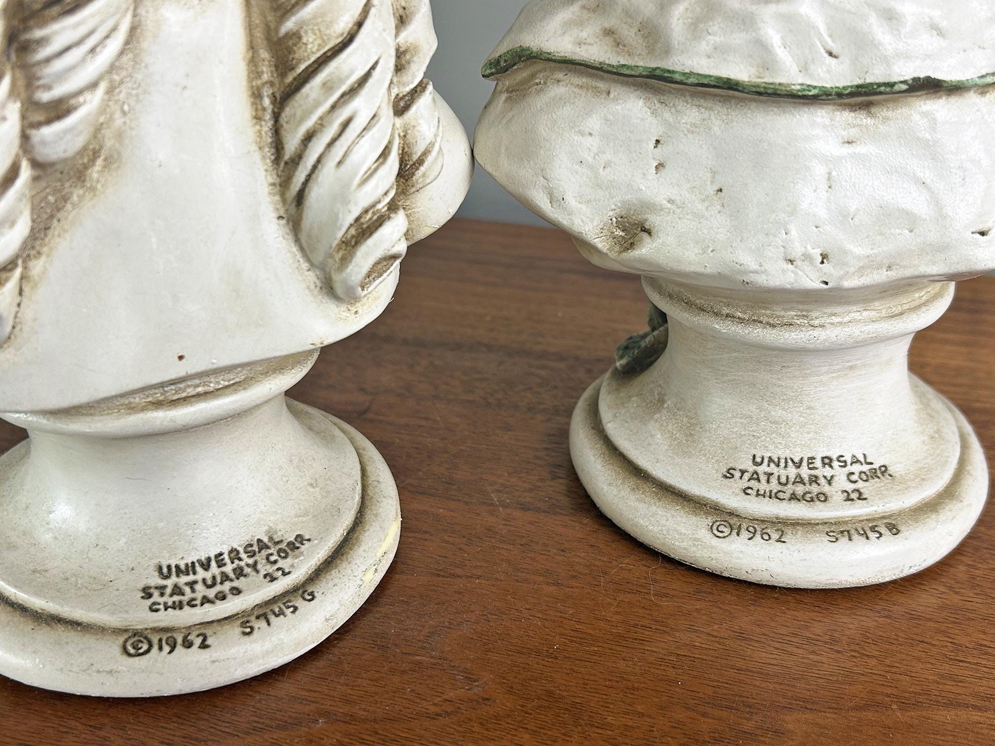 Vintage Girl and Boy Busts by Universal Statuary Corp. Chicago